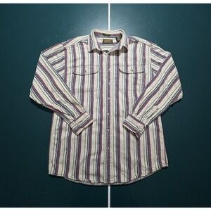 Vintage Eddie Bauer McKinley Cloth Flannel Shirt Men's Large Tall Striped 90s